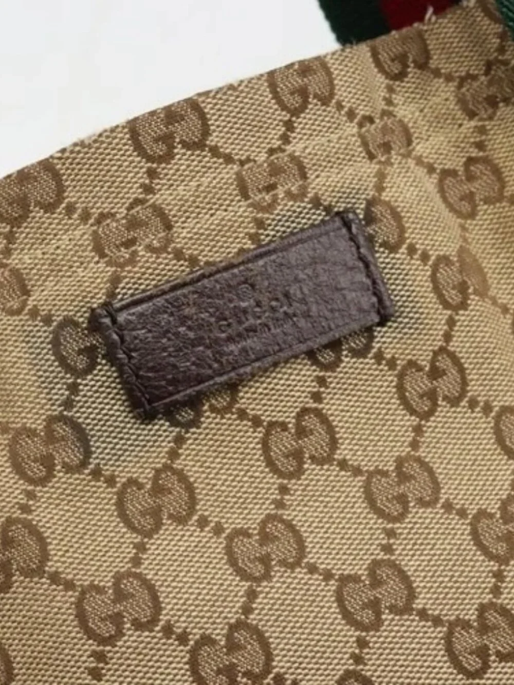 GUCCI GG Canvas Web Sherry Line Tote Bag Beige 189669 Auth mr2577A
